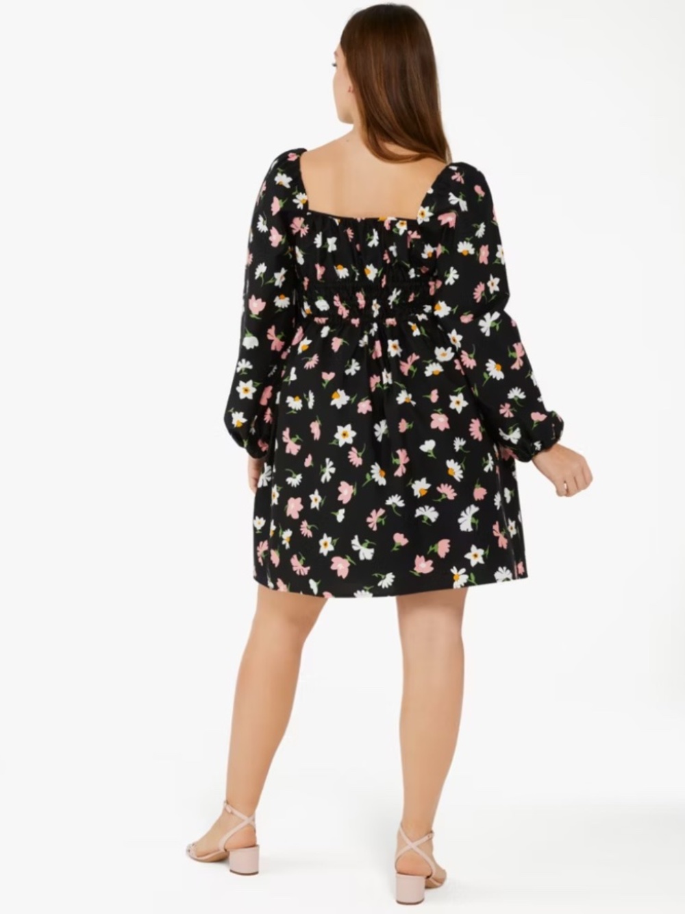 Kate Spade Black & Pink floral long sleeve dress